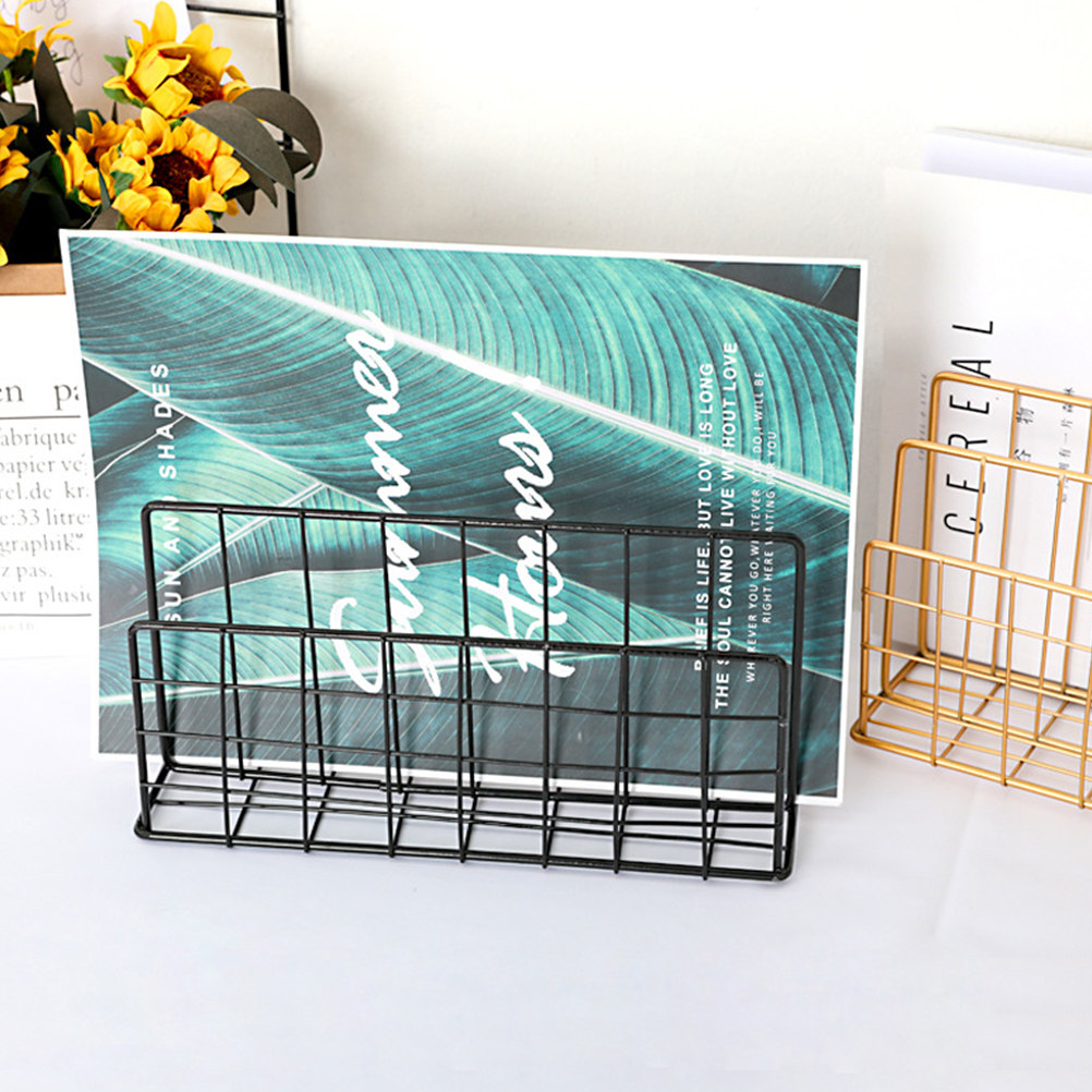 Magazine Holder Rack - منظم بريد معدني للمكتب بثلاث فتحات،