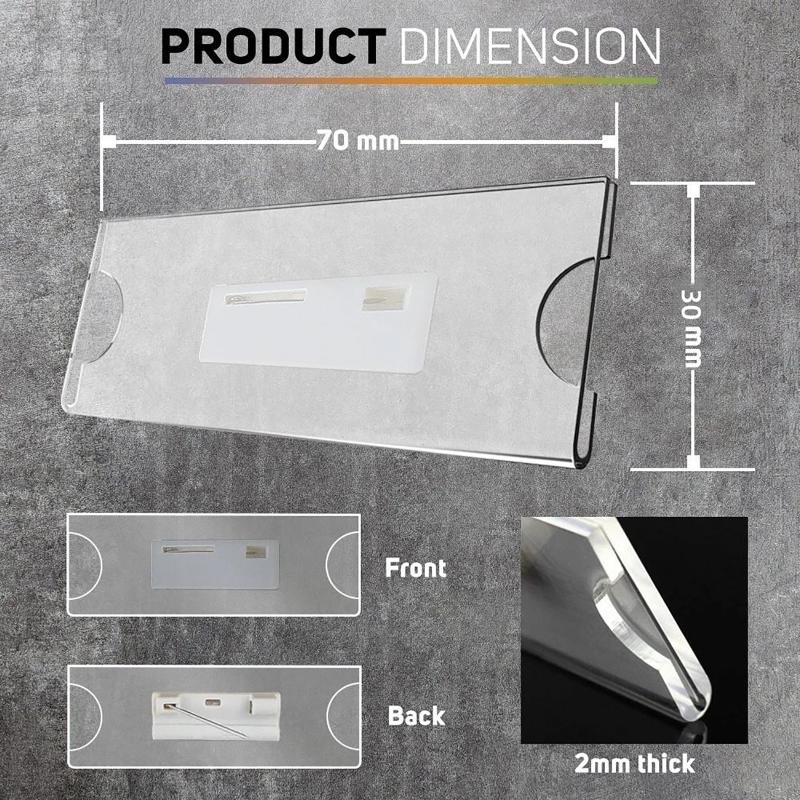Index Card Holder - مشبك دبوس أمان شفاف، حامل بطاقة